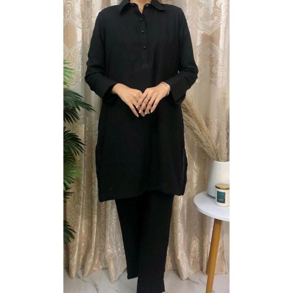 2 Pcs Women's Unstitched Cambric Plain Suit