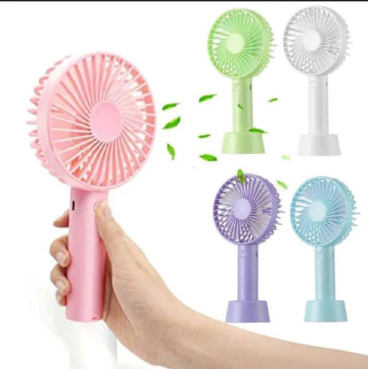 Portable USB Rechargeable Handheld 3-Speed Strong Wind Electric Small Mini Cooling Fan Random Color