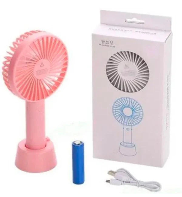 Portable USB Rechargeable Handheld 3-Speed Strong Wind Electric Small Mini Cooling Fan Random Color