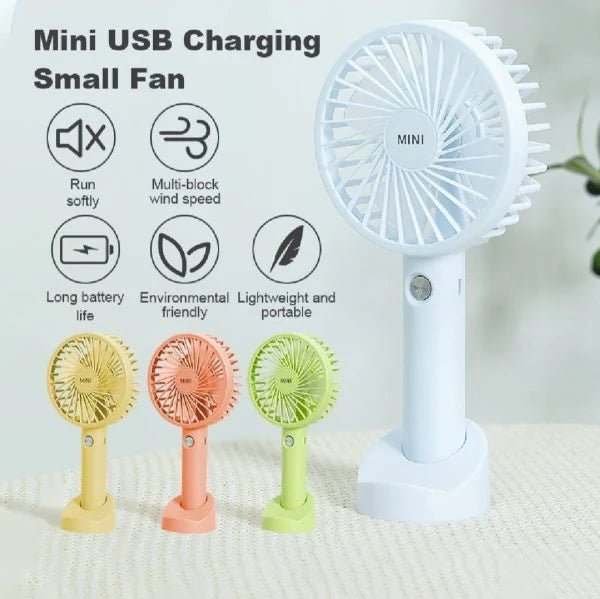 Portable USB Rechargeable Handheld 3-Speed Strong Wind Electric Small Mini Cooling Fan Random Color