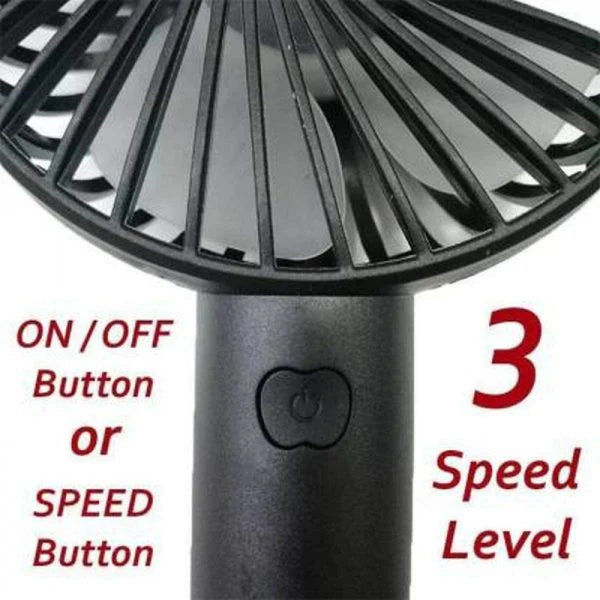 Portable USB Rechargeable Handheld 3-Speed Strong Wind Electric Small Mini Cooling Fan Random Color